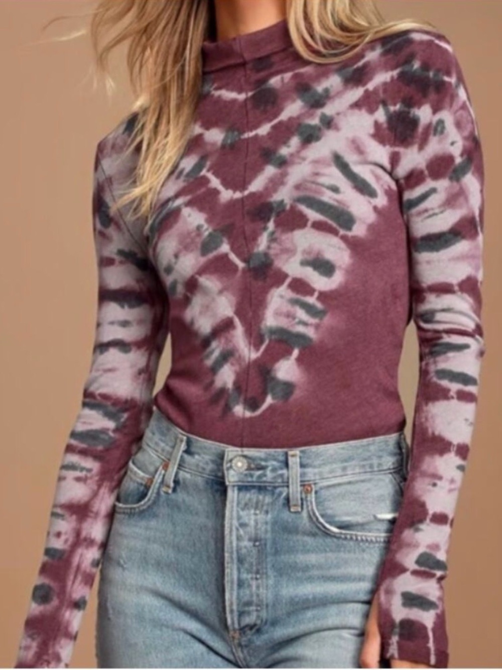 Free People / We The Free Psychedelic Tie Dye Turtleneck Top GUC size XL
